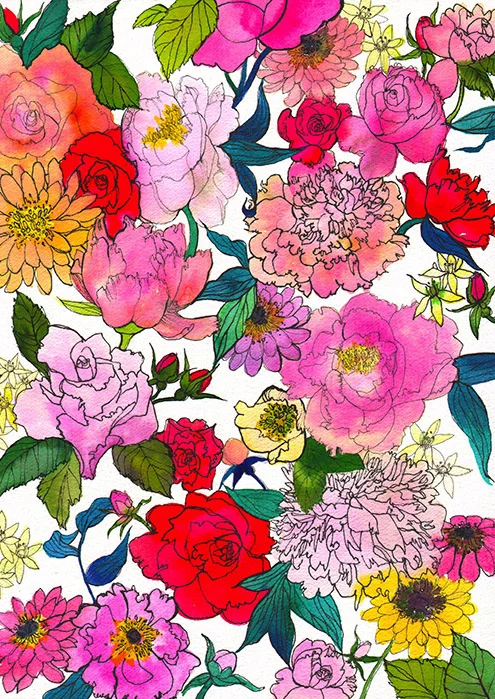 Society6 ケース red peonies by Marcella Wylie Flamingo Giclée Print — Botanical Art